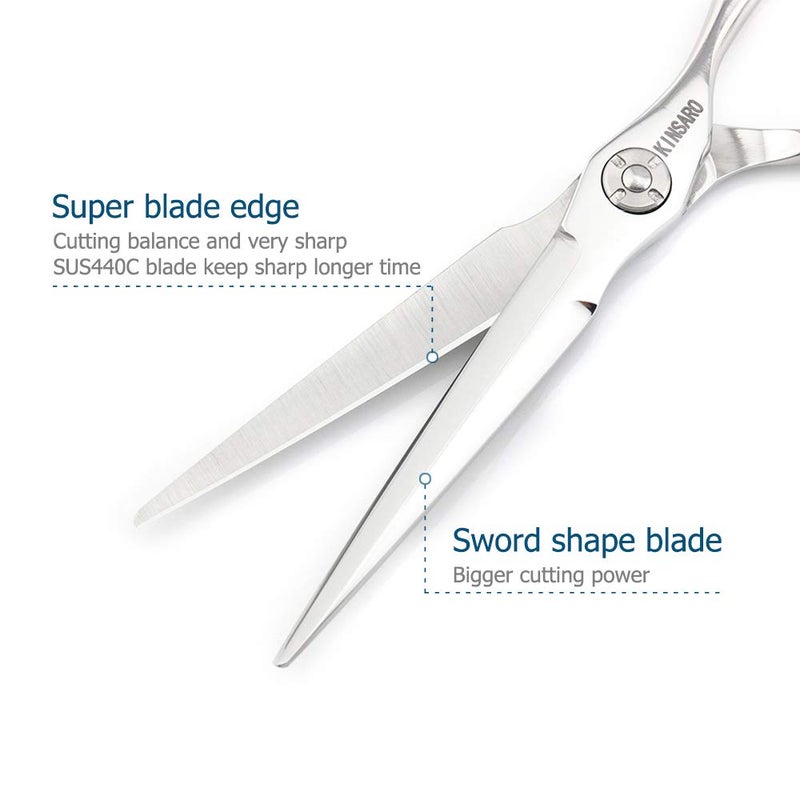 KINSARO 5.5" Professional Hair Scissors to Cut Hair Cutting Haircut Shears 440C Barber Shears Hairdresser Sharp Hair Scissors Bearing Screw KINSARO for Hairdresser Barber or Home Use - Image 4